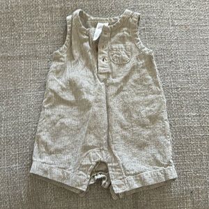 Black micro striped linen romper by Hilary Duff for Carters